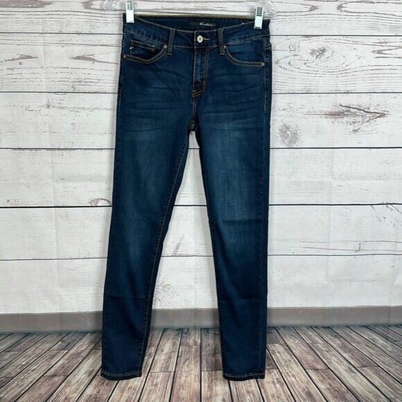 Kancan Jeans Womens 26 Blue Skinny Midrise Stretch Dark Wash Casual Minimalist - Picture 1 of 13